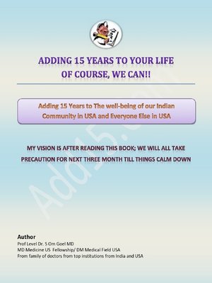 cover image of English E-book Adding 15 Years to the Wellbeing of Our Indian Community In USA and Everyone Else In USA